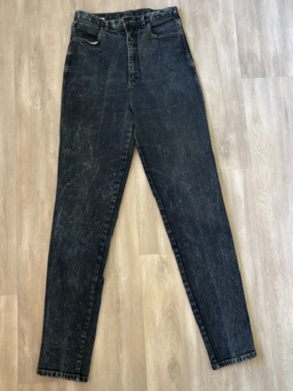 Vintage Traffic Black High-Waisted Acid-Wash Straight Leg Jeans